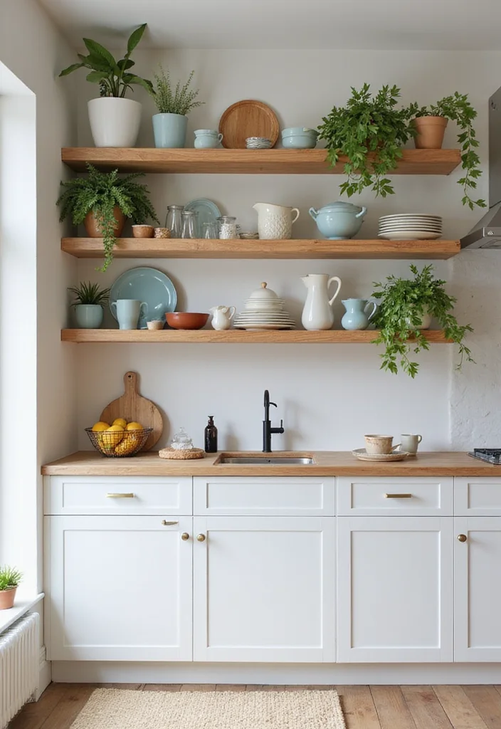 10 Unfitted Kitchen Ideas with Flexible Open Layouts - 2. Open Shelving Charm