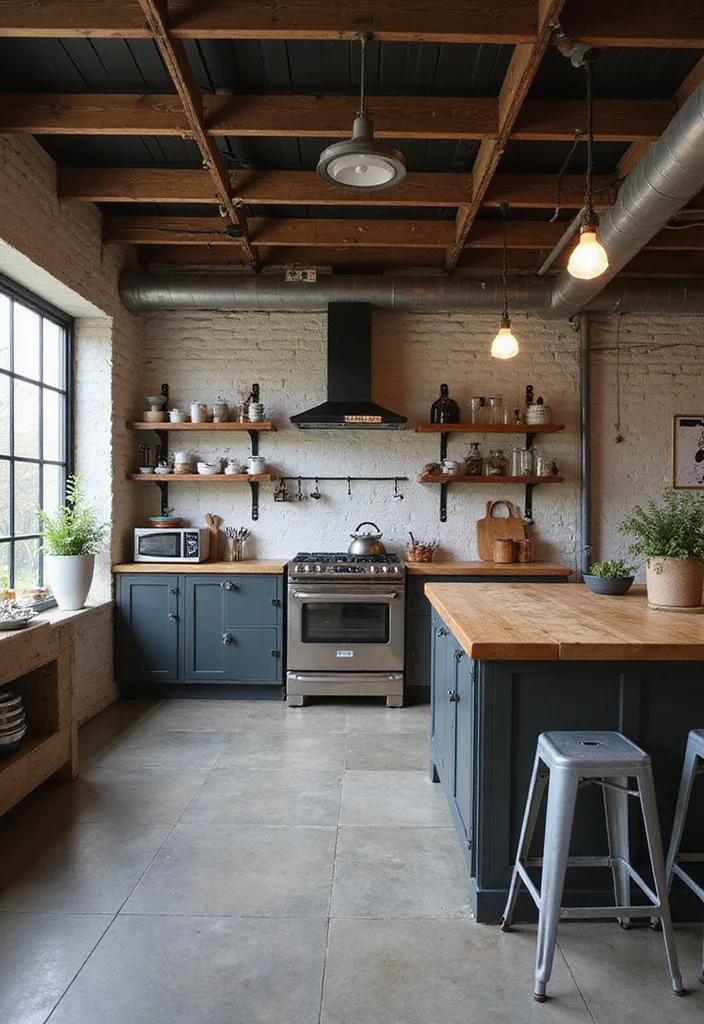 10 Unfitted Kitchen Ideas with Flexible Open Layouts - 3. Industrial Vibes