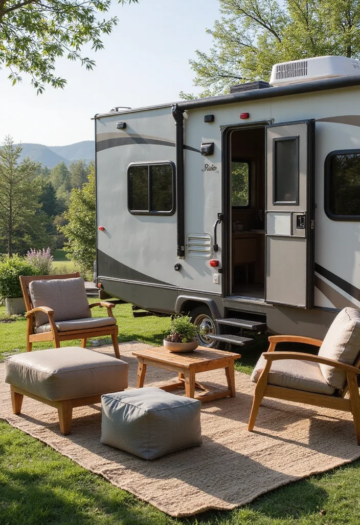 12 Backyard RV Parking Ideas for Organized Practical Layouts - 6. Creative Patio Furniture