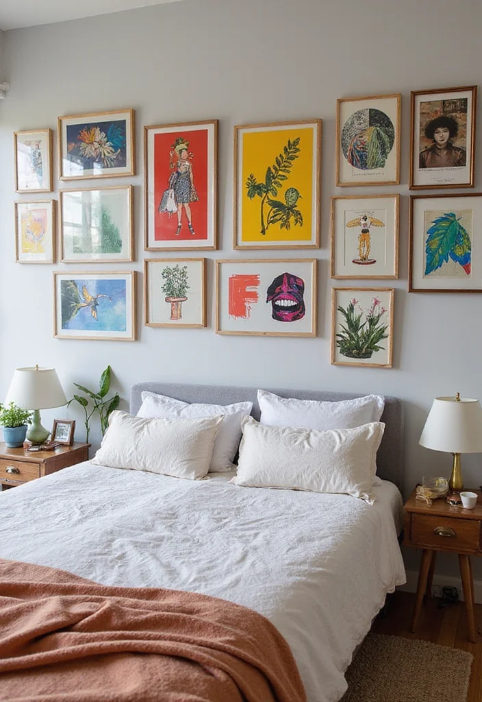 12 Bedroom Picture Wall Ideas for Personalized Decor - 10. Colorful Canvas Prints