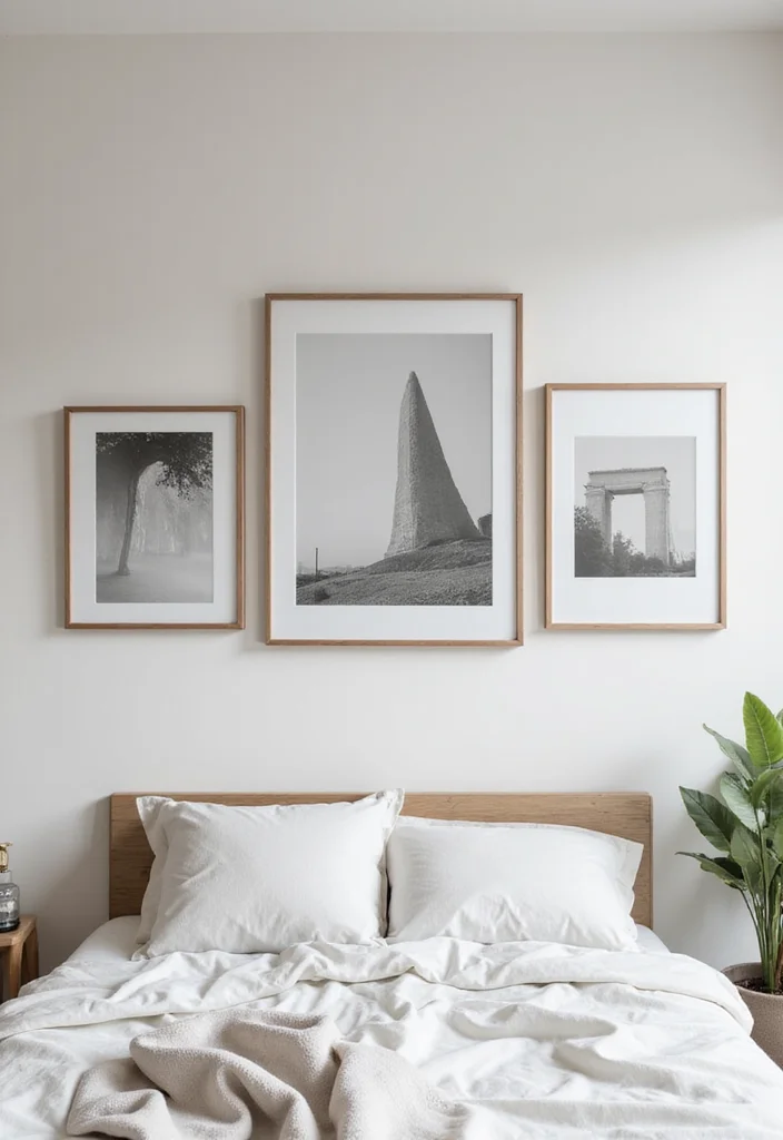 12 Bedroom Picture Wall Ideas for Personalized Decor - 8. Minimalist Elegance