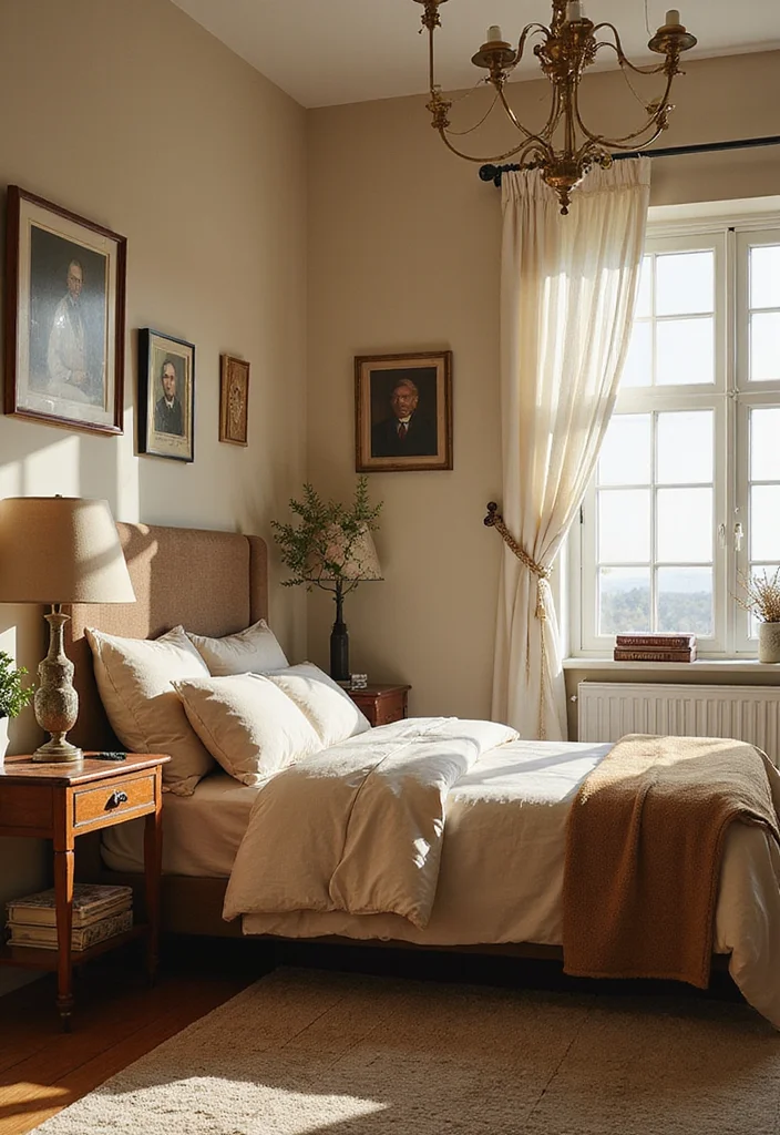 12 Beige and Brown Bedroom Ideas for Warm Earthy Style - 10. Vintage Accents and Decor