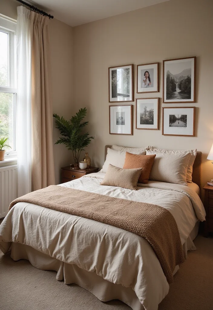 12 Beige and Brown Bedroom Ideas for Warm Earthy Style - 12. Personal Touches with Accessories