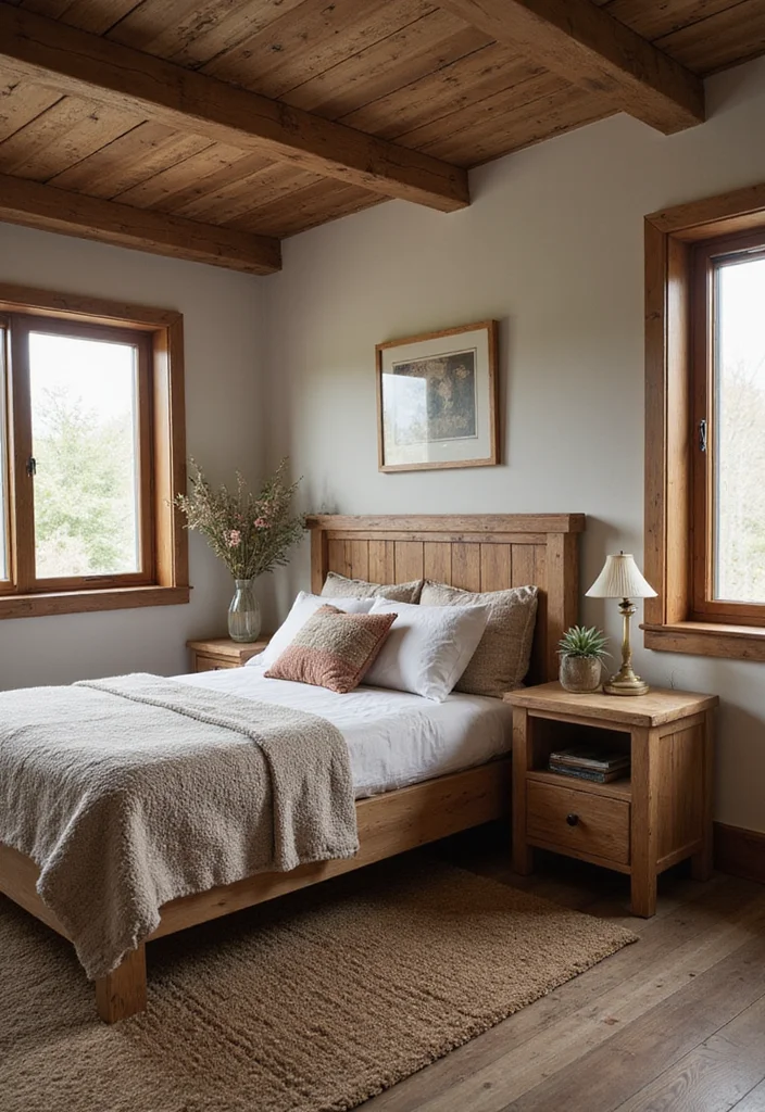 12 Beige and Brown Bedroom Ideas for Warm Earthy Style - 2. Rustic Wooden Furniture