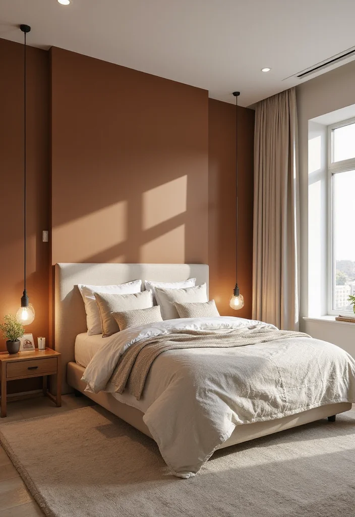 12 Beige and Brown Bedroom Ideas for Warm Earthy Style - 6. Beige and Brown Accent Walls