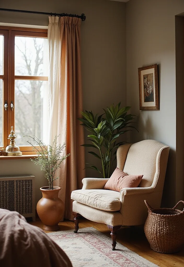 12 Beige and Brown Bedroom Ideas for Warm Earthy Style - 7. Cozy Reading Nook