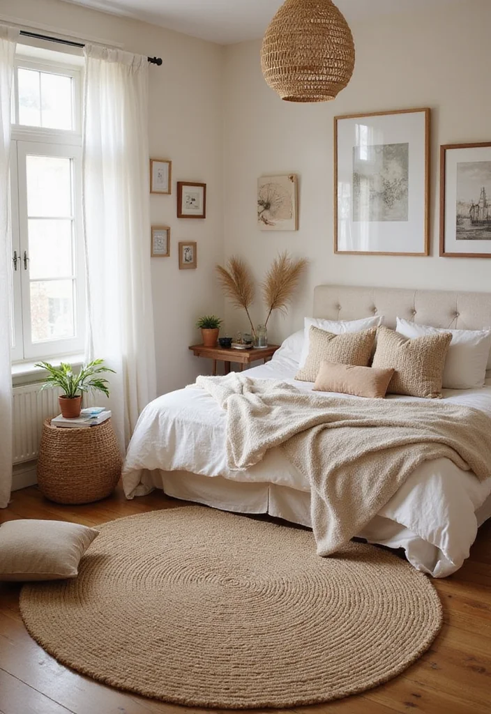 12 Beige and Brown Bedroom Ideas for Warm Earthy Style - 9. Layered Rugs for Warmth