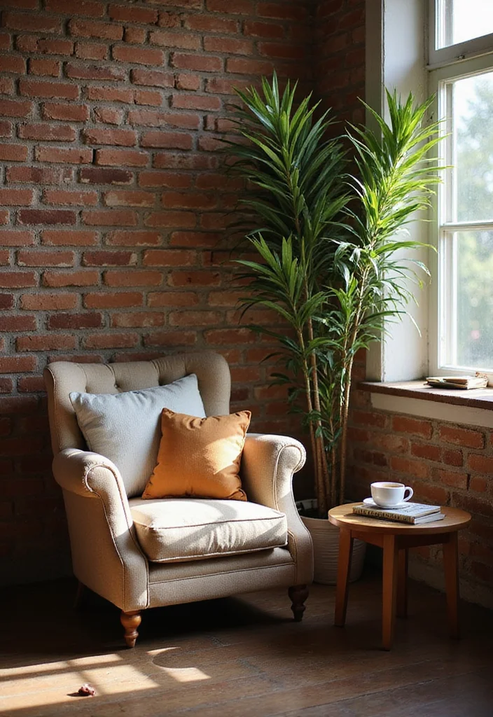 12 Brick Wall Living Room Ideas for Rustic Textured Character 1 12 Brick Wall Living Room Ideas for Rustic Textured Character - 1. Cozy Corner Nook