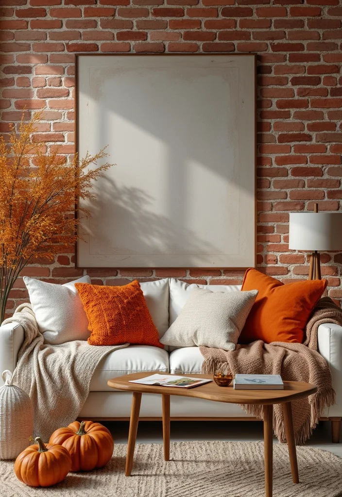 12 Brick Wall Living Room Ideas for Rustic Textured Character 122 12 Brick Wall Living Room Ideas for Rustic Textured Character - 12. Seasonal Decor Swaps
