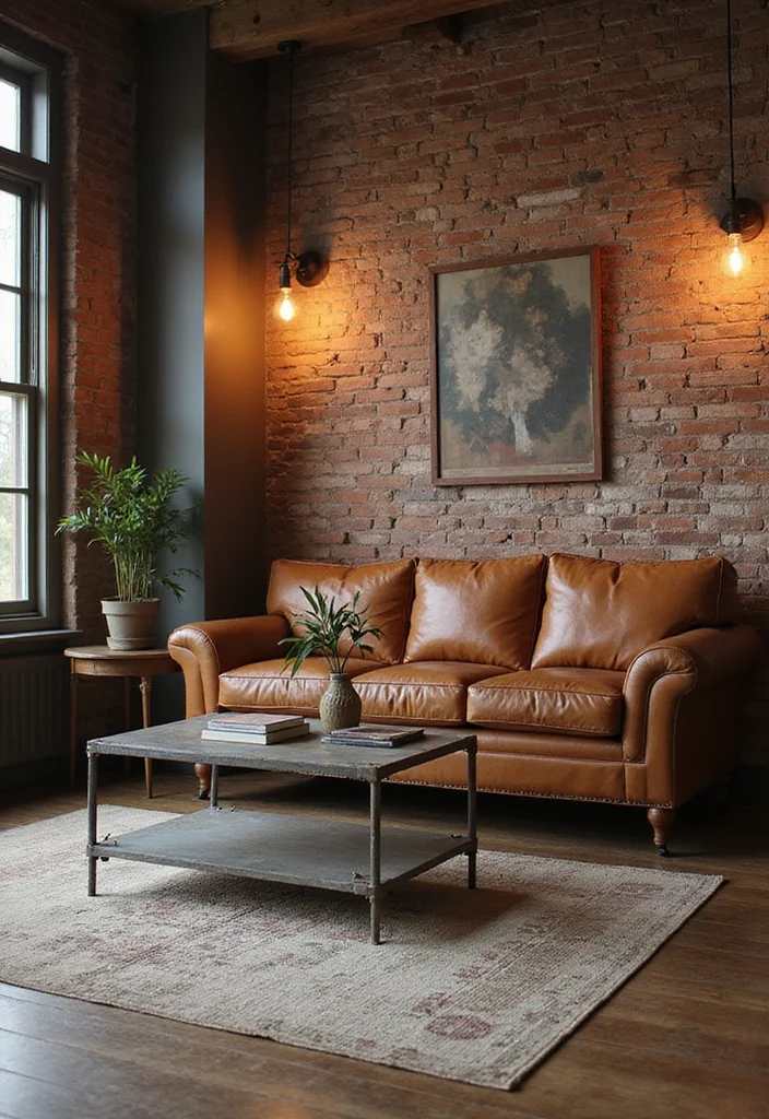 12 Brick Wall Living Room Ideas for Rustic Textured Character 12 12 Brick Wall Living Room Ideas for Rustic Textured Character - 2. Industrial Chic Style