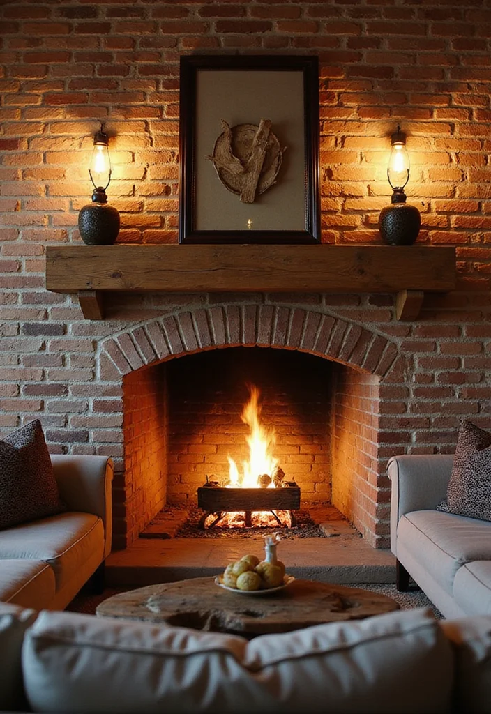 12 Brick Wall Living Room Ideas for Rustic Textured Character 34 12 Brick Wall Living Room Ideas for Rustic Textured Character - 4. Statement Fireplace