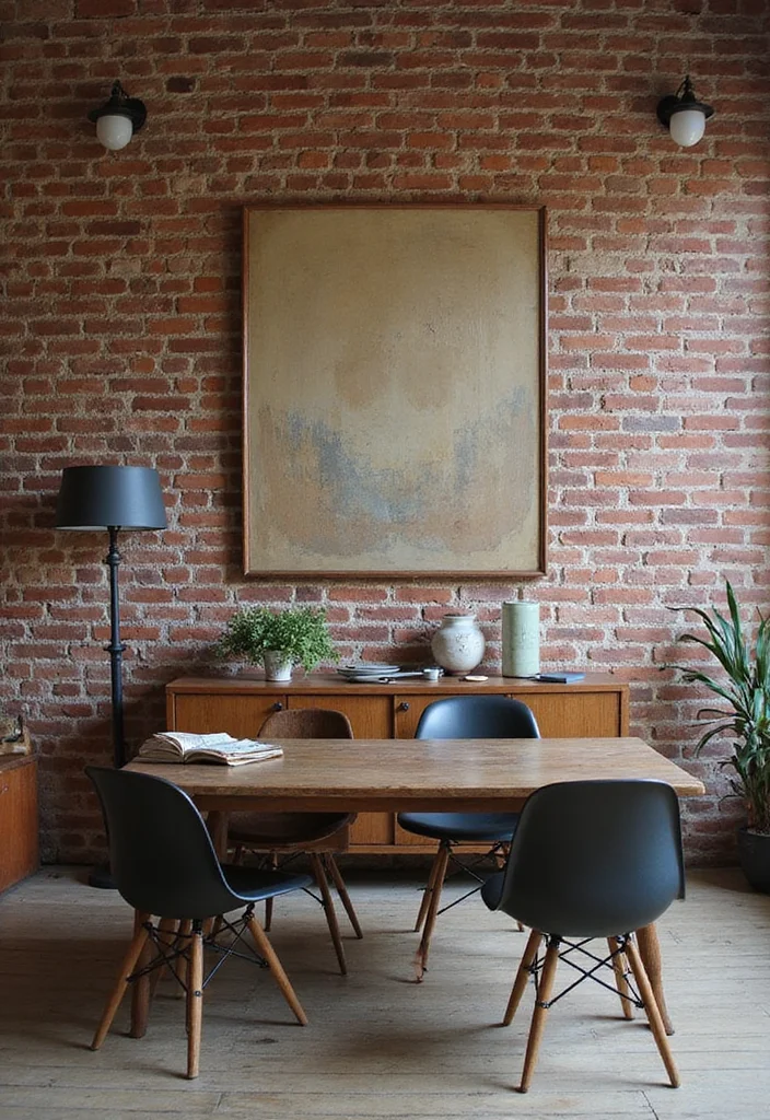 12 Brick Wall Living Room Ideas for Rustic Textured Character 78 12 Brick Wall Living Room Ideas for Rustic Textured Character - 8. Vintage Meets Modern