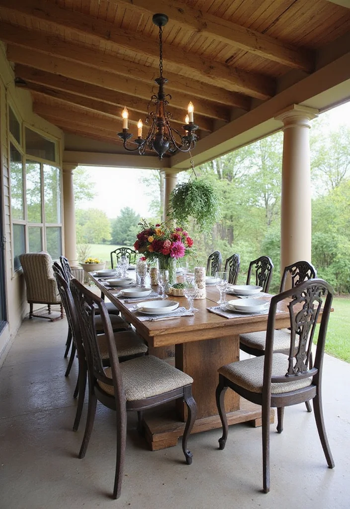 12 Covered Porch Ideas Backyard for Relaxed Outdoor Living - 3. Elegant Dining Experience