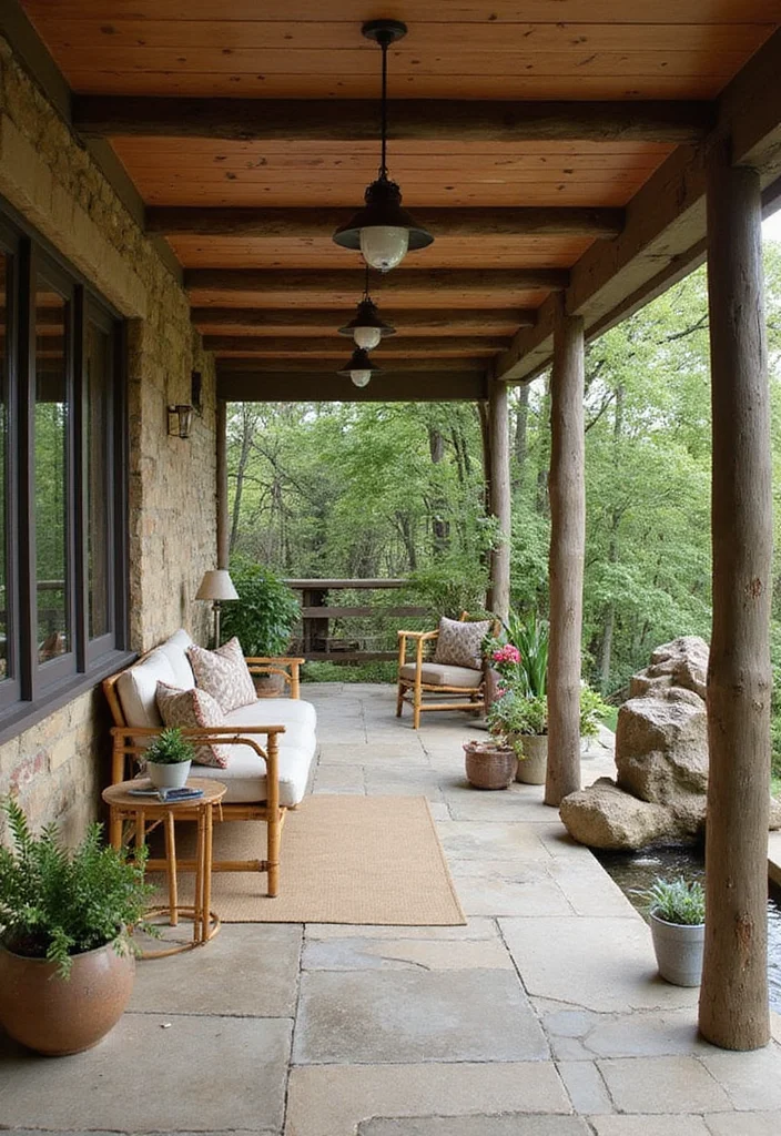 12 Covered Porch Ideas Backyard for Relaxed Outdoor Living - 5. Zen Retreat with Natural Elements