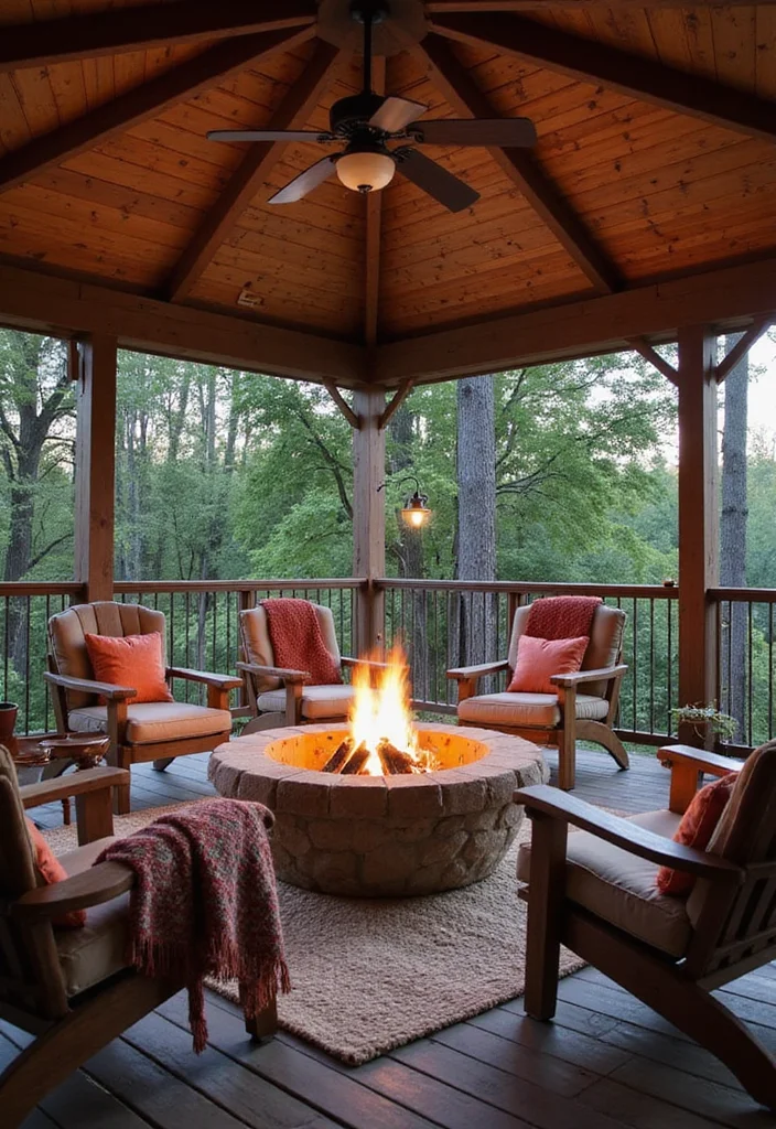 12 Covered Porch Ideas Backyard for Relaxed Outdoor Living - 6. Cozy Fire Pit Area