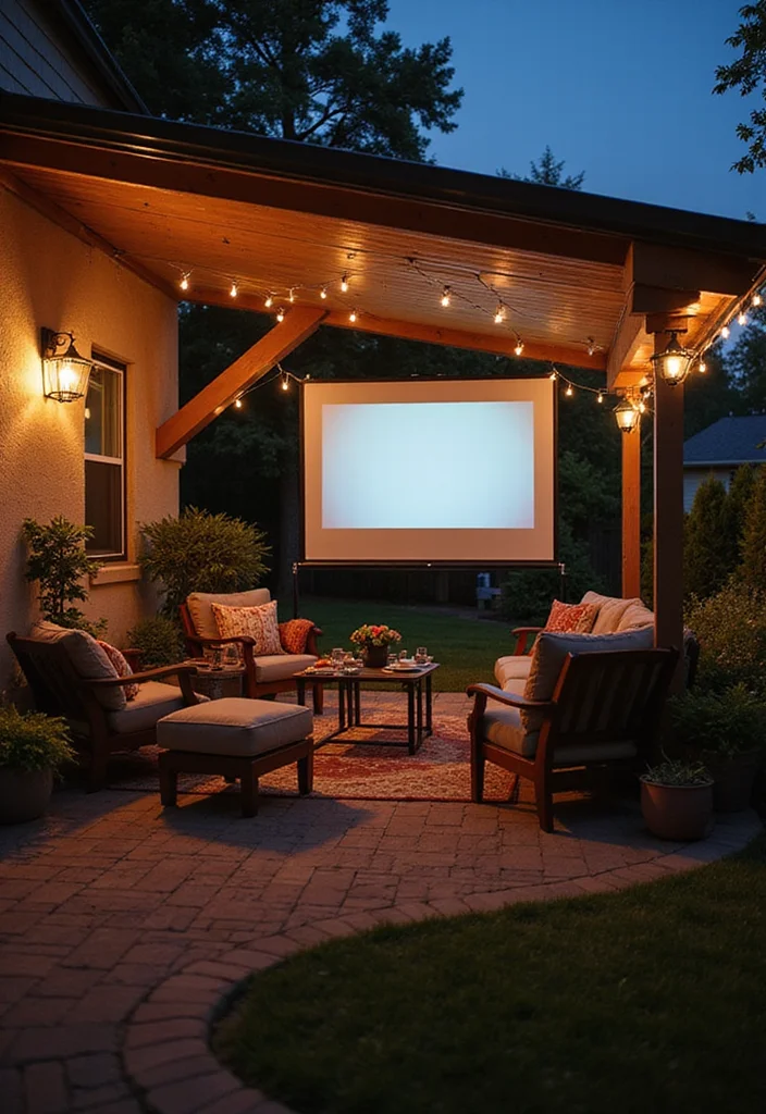 12 Covered Porch Ideas Backyard for Relaxed Outdoor Living - 8. Outdoor Movie Night