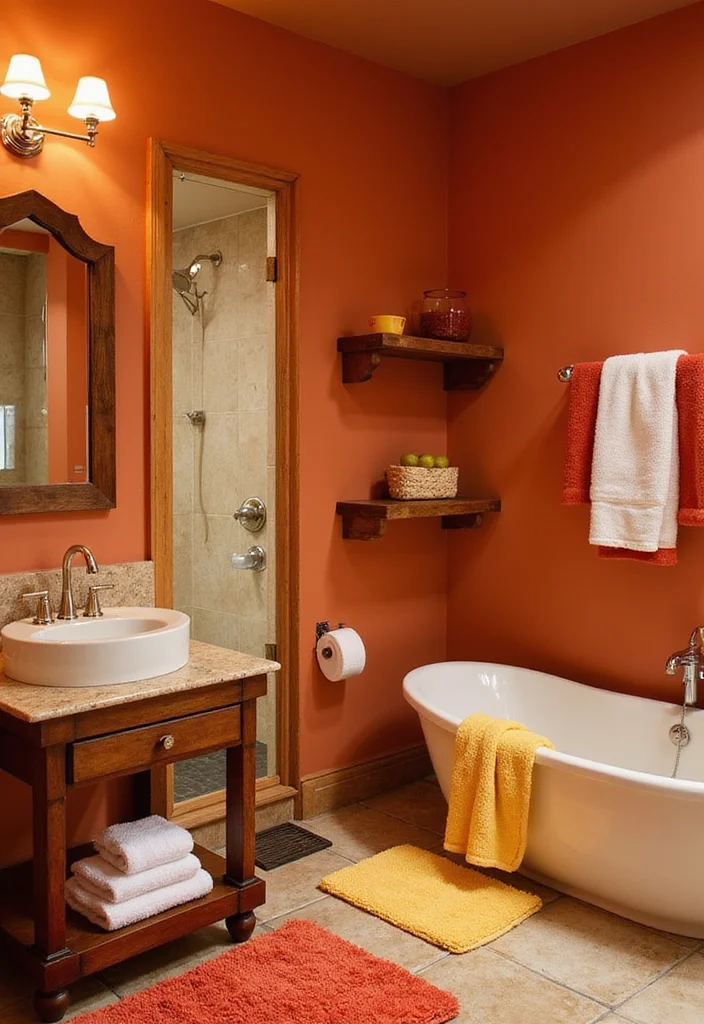 12 Fall Bathroom Decor Ideas for Cozy Seasonal Style - 1. Warm Color Palette