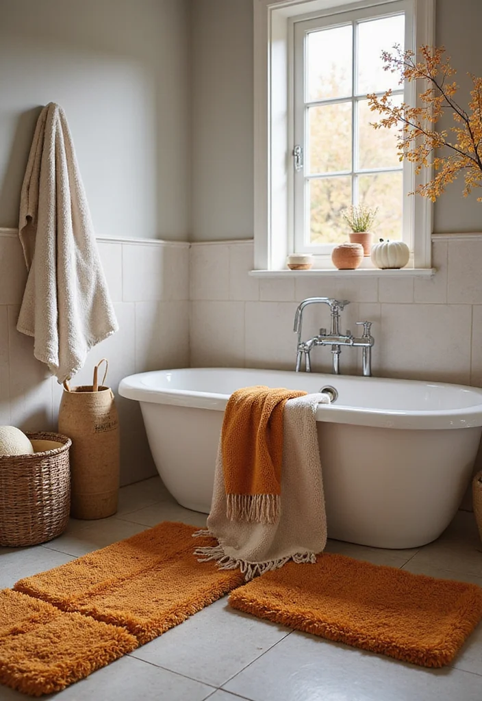 12 Fall Bathroom Decor Ideas for Cozy Seasonal Style - 4. Cozy Textiles