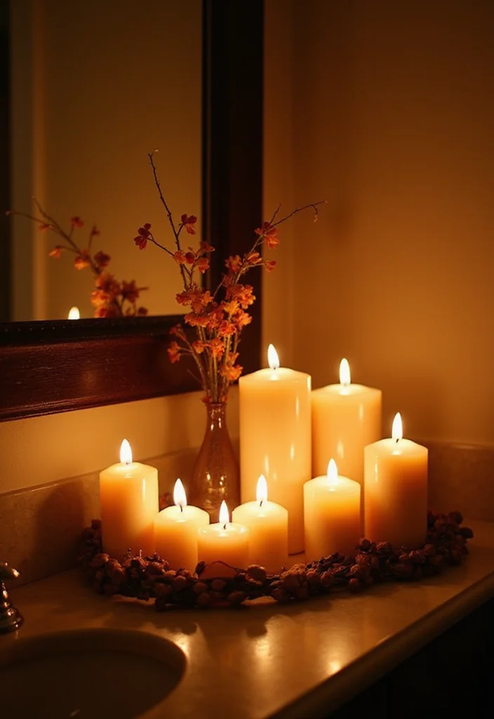 12 Fall Bathroom Decor Ideas for Cozy Seasonal Style - 7. Candlelit Ambiance