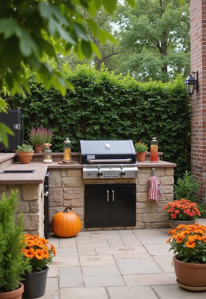 12 Grill Backyard Ideas for Easy Outdoor Cooking - 12. Seasonal Decorations