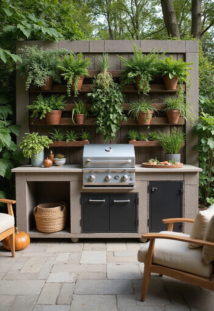 12 Grill Backyard Ideas for Easy Outdoor Cooking - 3. Vertical Garden Grilling Space