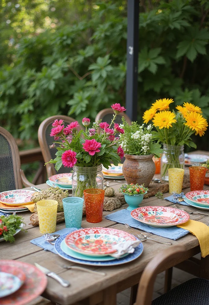 12 Grill Backyard Ideas for Easy Outdoor Cooking - 9. Colorful Table Settings