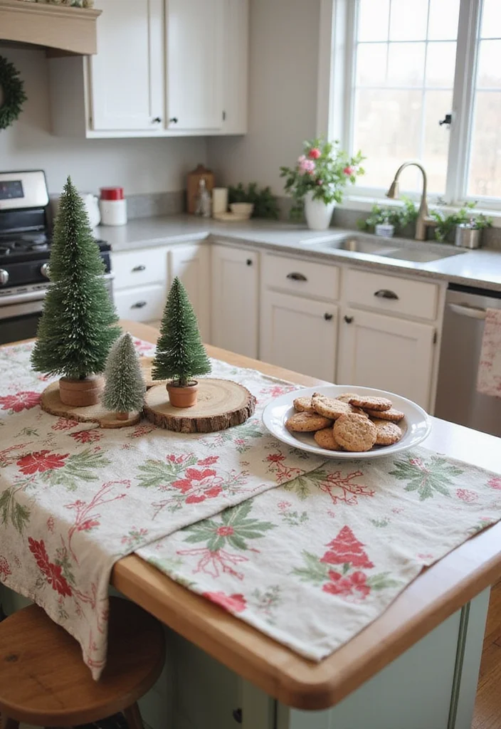 12 Kitchen Island Christmas Decor Ideas for Festive Charm - 2. Festive Table Runner
