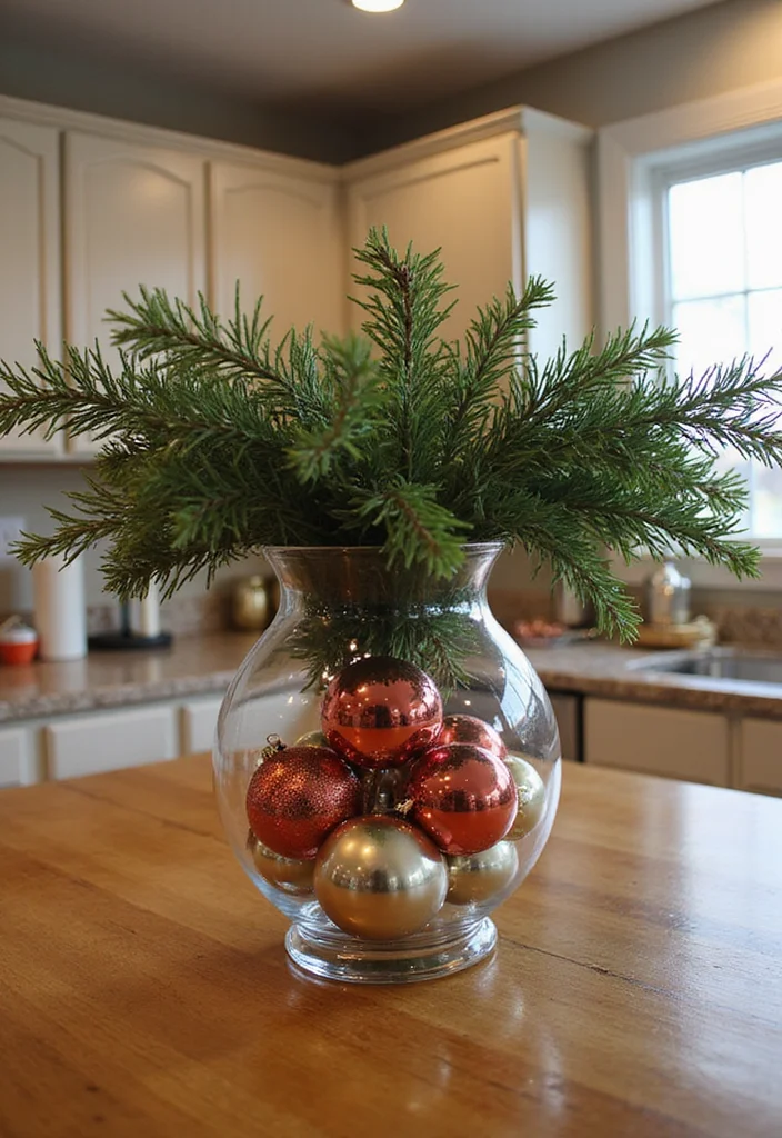 12 Kitchen Island Christmas Decor Ideas for Festive Charm - 5. DIY Christmas Centerpiece