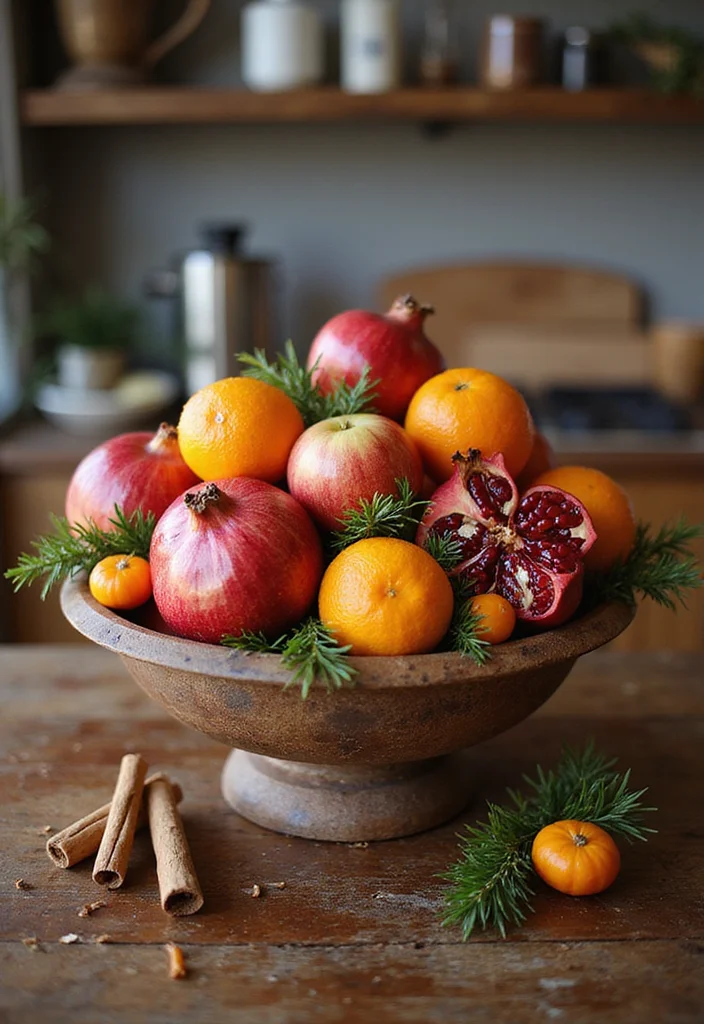 12 Kitchen Island Christmas Decor Ideas for Festive Charm - 6. Seasonal Fruit Display