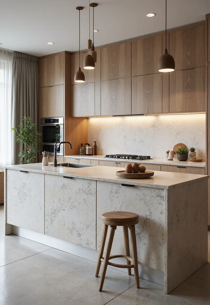 12 Kitchen Island Paneling Ideas for a Custom Built Look - 11. Textured Wallpaper Panels