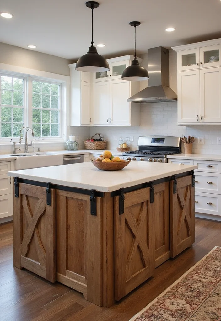 12 Kitchen Island Paneling Ideas for a Custom Built Look - 2. Barn Door Panels