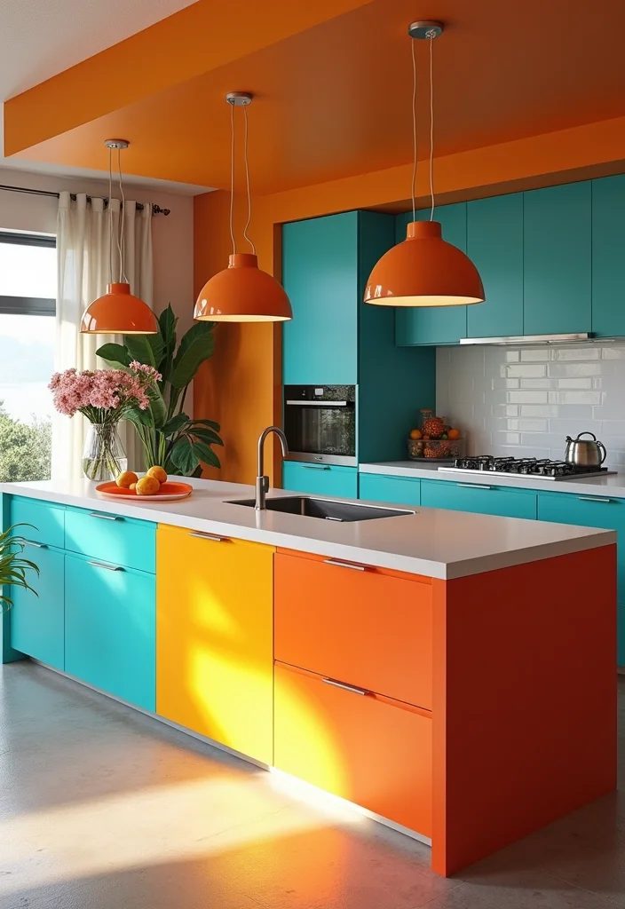 12 Kitchen Island Paneling Ideas for a Custom Built Look - 7. Bold Color Block Paneling