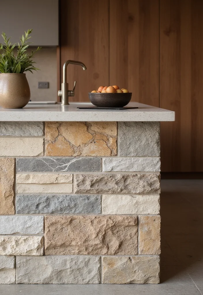 12 Kitchen Island Paneling Ideas for a Custom Built Look - 8. Natural Stone Paneling