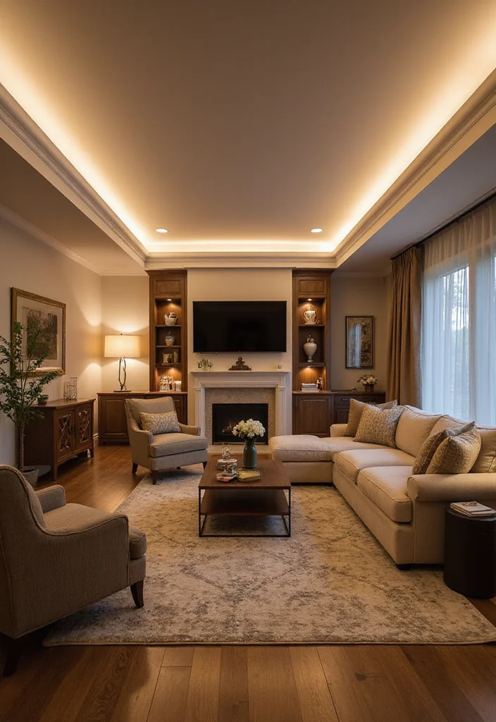 12 Living Room Molding Ideas for Elegant Architectural Detail - 11. Molding with Integrated Lighting