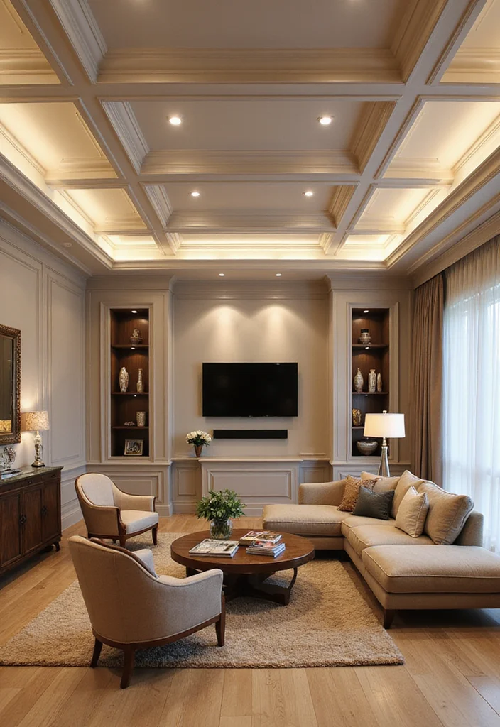 12 Living Room Molding Ideas for Elegant Architectural Detail - 3. Coffered Ceilings