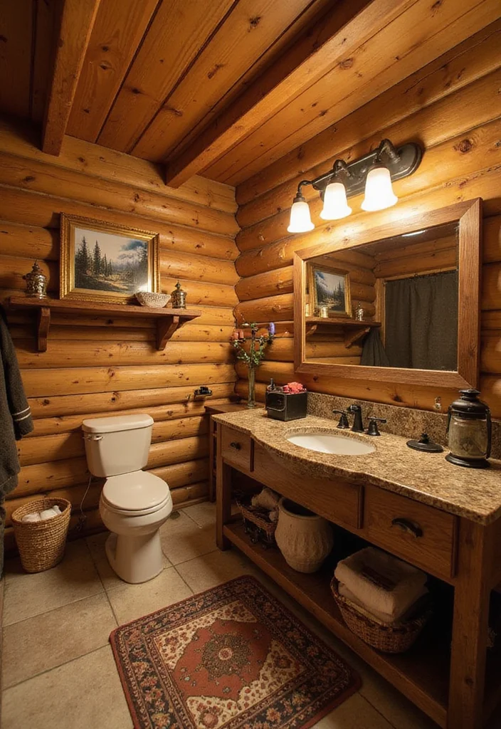 12 Log Cabin Bathroom Ideas for Warm Rustic Charm - 5. Cabin-Themed Accessories