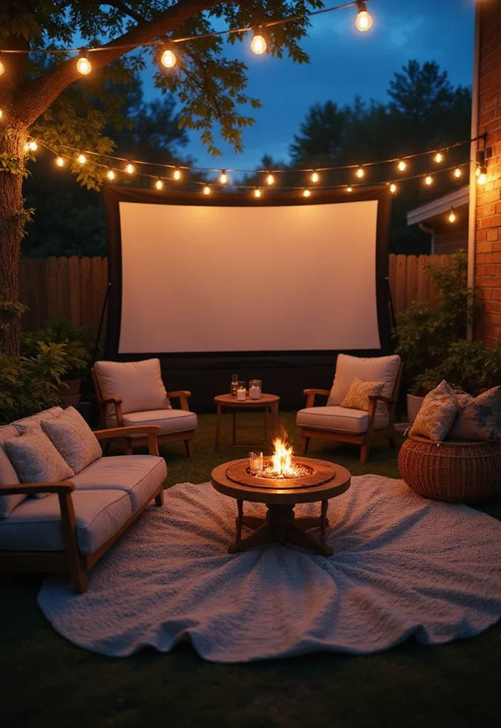 12 Romantic Backyard Ideas for Cozy Evenings Outdoors - 10. Movie Night Setup