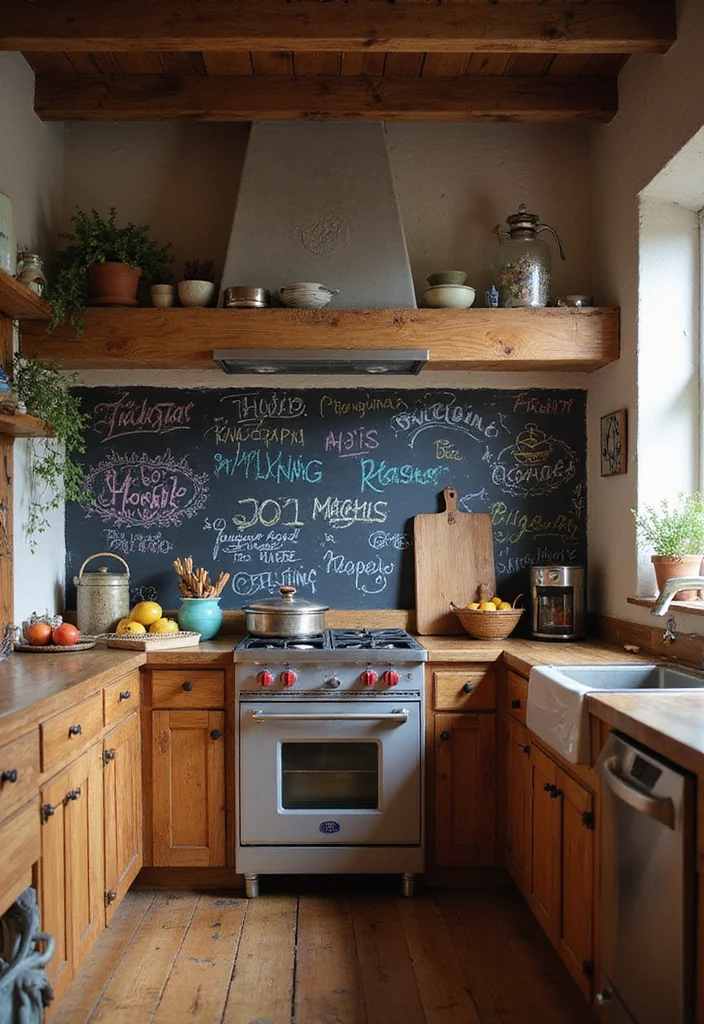 12 Rustic Kitchen Backsplash Ideas for Warm Textured Style - 12. Chalkboard Paint
