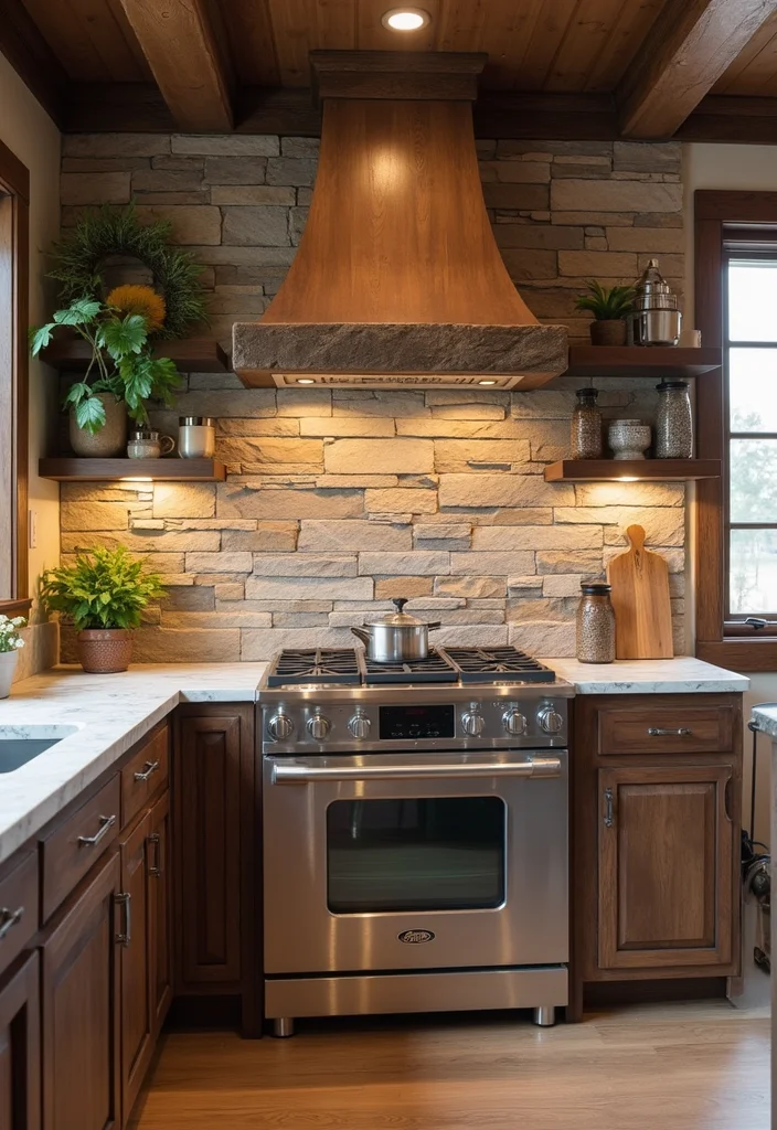 12 Rustic Kitchen Backsplash Ideas for Warm Textured Style - 3. Natural Stone Slabs