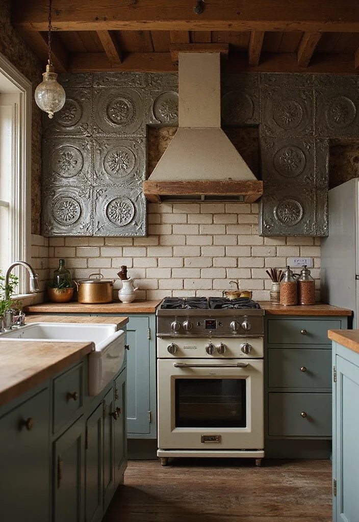 12 Rustic Kitchen Backsplash Ideas for Warm Textured Style - 4. Tin Ceilings