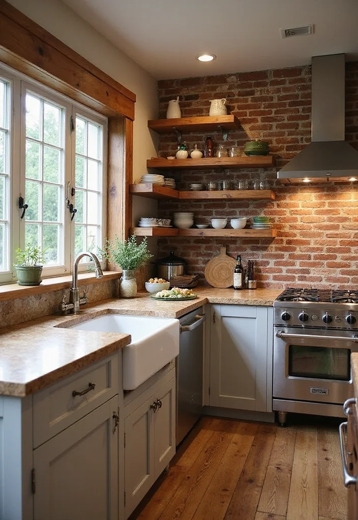 12 Rustic Kitchen Backsplash Ideas for Warm Textured Style - 6. Brick or Brick Veneer