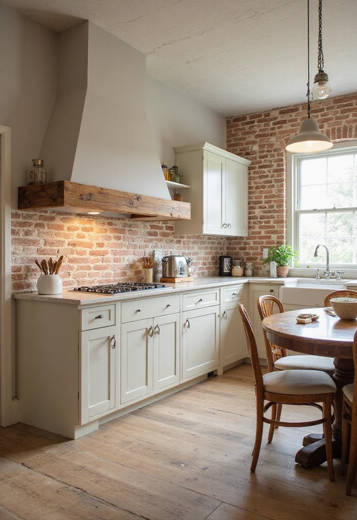 12 Rustic Kitchen Backsplash Ideas for Warm Textured Style - 8. Exposed Brick with Paint