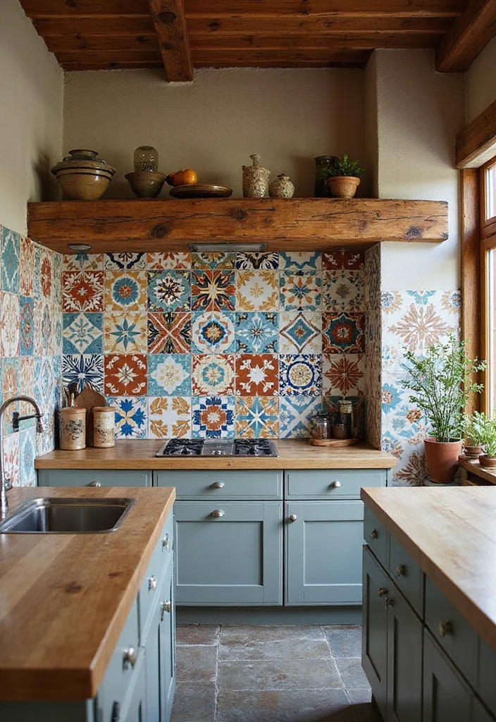 12 Rustic Kitchen Backsplash Ideas for Warm Textured Style - 9. Cement Tiles