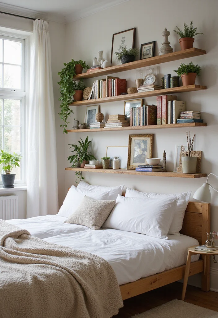 12 Shared Bedroom Ideas for Comfortable Functional Spaces 56 12 Shared Bedroom Ideas for Comfortable Functional Spaces - 6. Creative Wall Shelves