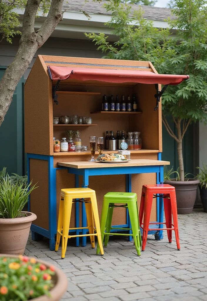 12 Small Backyard Bar Ideas for Casual Outdoor Entertaining 23 12 Small Backyard Bar Ideas for Casual Outdoor Entertaining - 3. The Foldable Bistro Bar