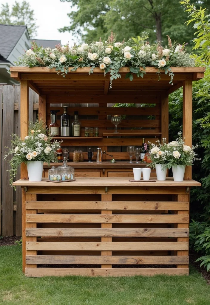 12 Small Backyard Bar Ideas for Casual Outdoor Entertaining 89 12 Small Backyard Bar Ideas for Casual Outdoor Entertaining - 9. Simple Wooden Pallet Bar