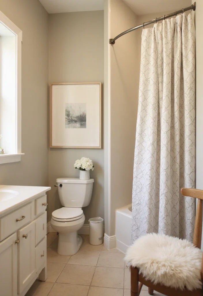 12 Small Beige Bathroom Ideas for Soft Neutral Spaces - 10. Subtle Patterns in Décor