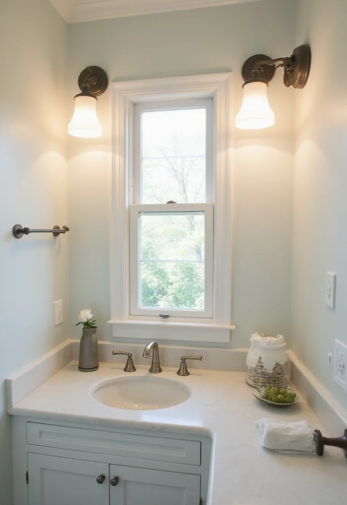 12 Small Coastal Bathroom Ideas with Breezy Light Style 100 12 Small Coastal Bathroom Ideas with Breezy Light Style - 10. Functional Lighting