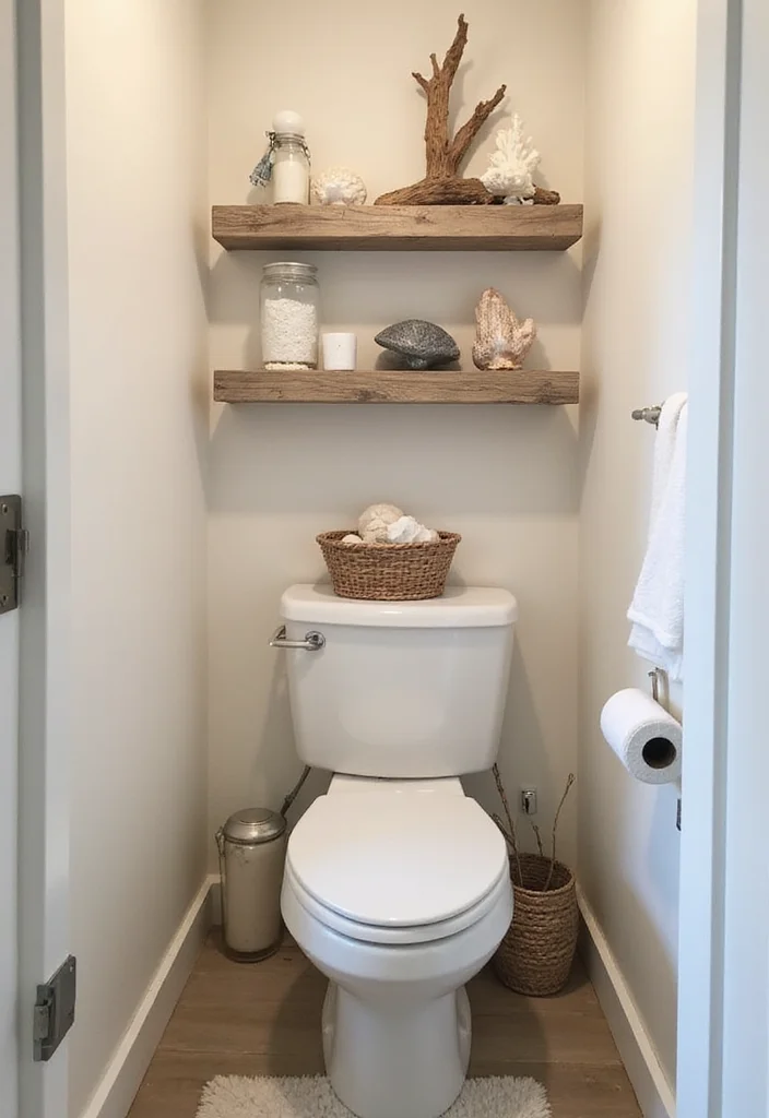 12 Small Coastal Bathroom Ideas with Breezy Light Style 34 12 Small Coastal Bathroom Ideas with Breezy Light Style - 4. Beach-Themed Accessories