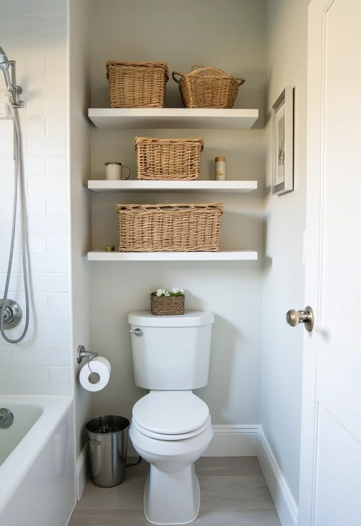 12 Small Coastal Bathroom Ideas with Breezy Light Style 45 12 Small Coastal Bathroom Ideas with Breezy Light Style - 5. Space-Saving Solutions